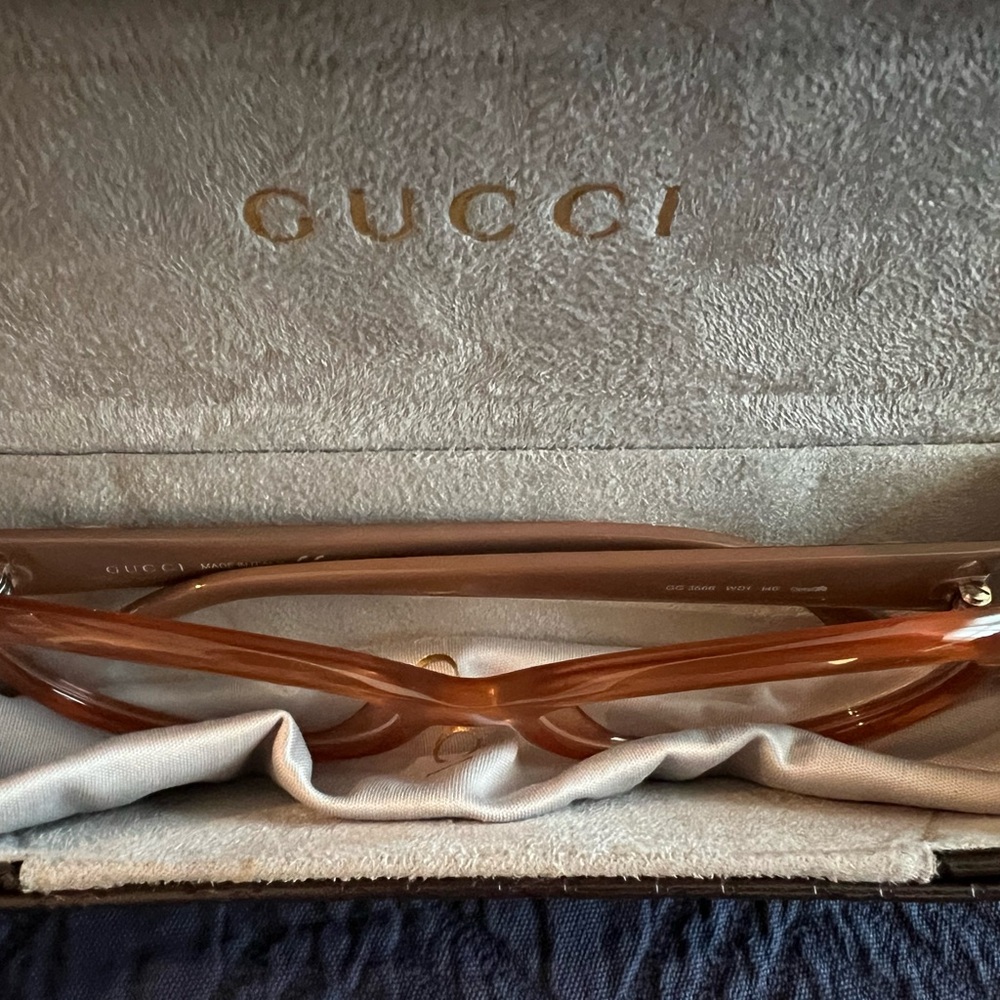 💃🏼 New Authentic Gucci Full Rim Butterfly / Cat Eye Brown Frames 3566 WD1 140 - Picture 11 of 16